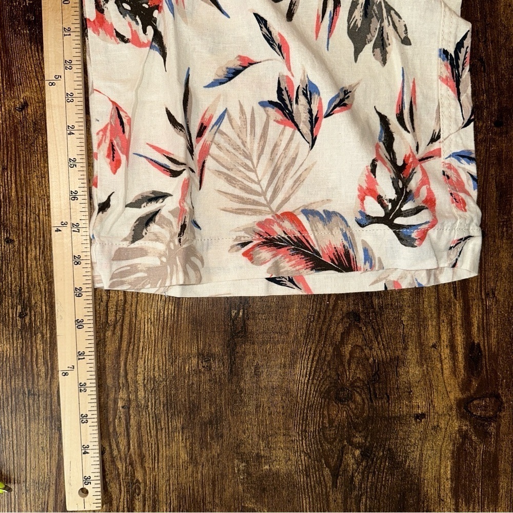 Briggs Pants Womens 3X Beige Multicolor Floral Pull On Linen Blend Wide Leg NWT - Picture 9 of 9